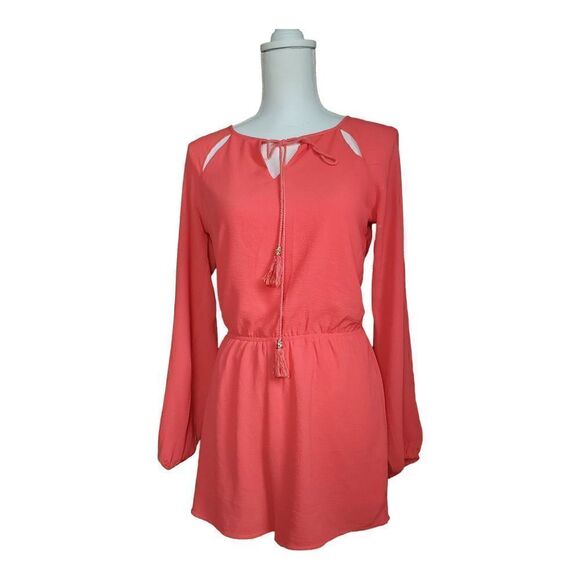 Ya Los Angeles Romper Small Classic Coral Lined Jumpsuit Shorts Festival Boho - Picture 1 of 10
